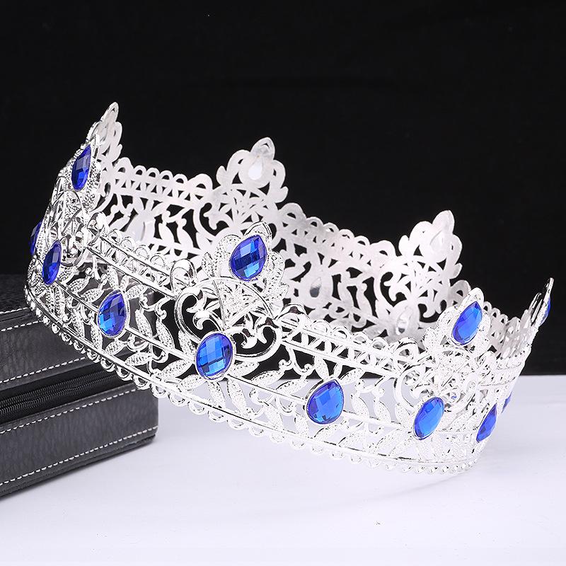 Men's Crown Simple Multi Color Round King Crown Baroque Bride Retro Alloy Hair Crown Headdress