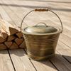 Fireplace Ash Pail with Handle Rustic Lid Compact for Homeowners