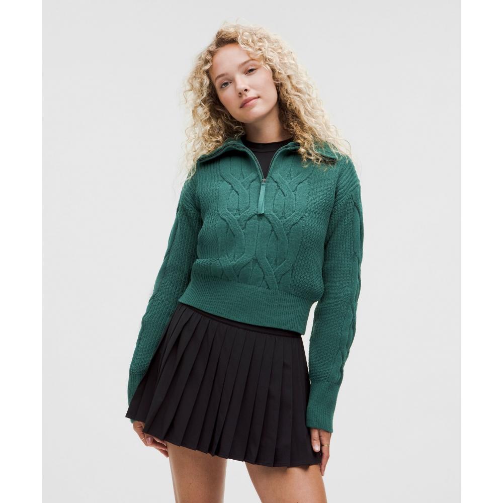

Lululemon Cable Knit Oversized Half Zip Storm Teal XL