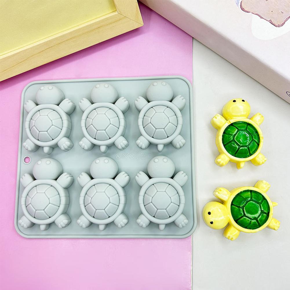 6-piece Turtle Shape Food Grade Silicone Mold Unique Cake Pudding Baking Fun Mould Iced Beverage Making Tools