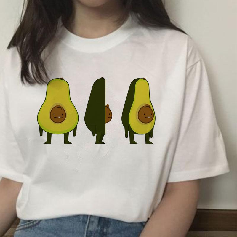 Avocado Women Vegan Femme Ulzzang 90S Harajuku Kawaii Vintage T Shirt Funny Tshirt Graphic T-Shirt Style Female Aesthetic Korean