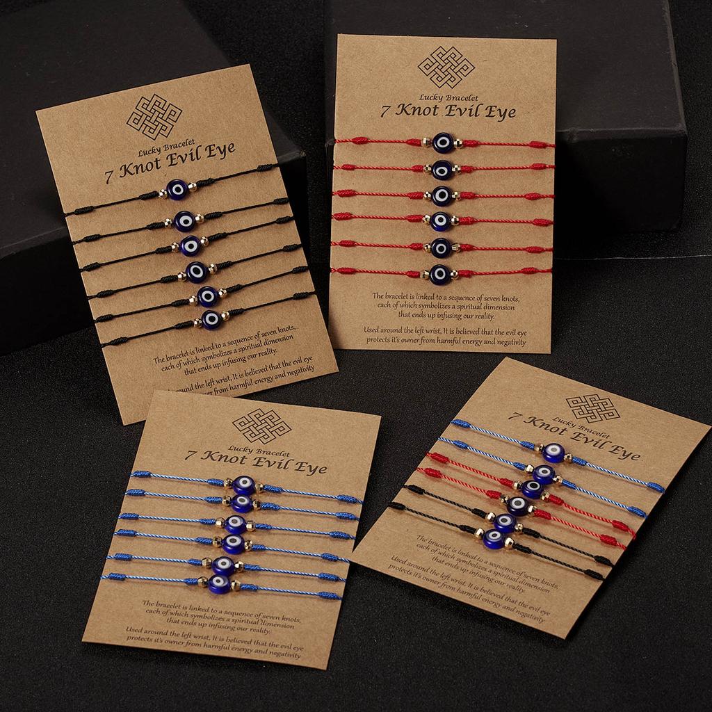 6Pcs/Set Handmade Turkish Lucky Evil Eye Bracelets For Women Men Blue Eyes Braided Red Rope Lucky Bracelet Friendship Jewelry