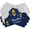 Ramadan Kareem Mubarak Linen Placemats Holiday Party Decor Navy Blue Moon Lantern Eid Al-Fitr Table Mats Ramadan Decorations