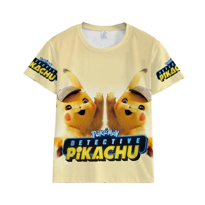 Tshirt Detective Pikachu 3d Print Short Sleeve Cosplay Costume Tops Tee