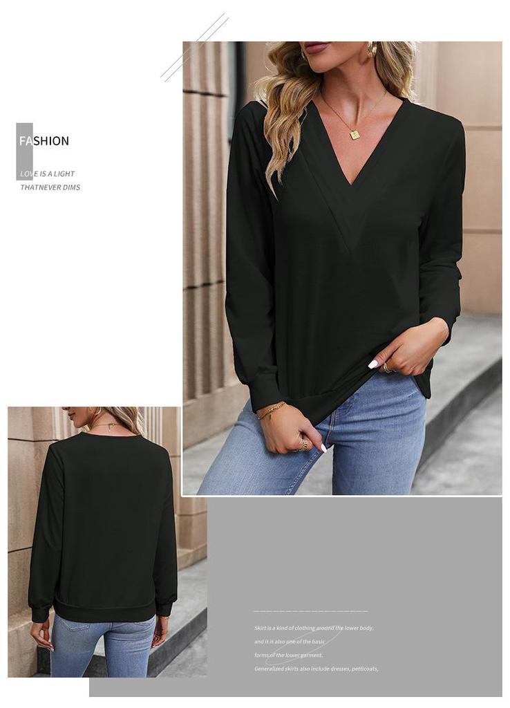 2025 New V-Neck Women's Pullover Hoodie - European & American Style, Autumn Commute