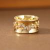 Simple Yet Luxurious Women's Wide Face Artificial Zirconia Ring Made of Copper, a Vintage and Exquisite Jewelry Gift Ring.