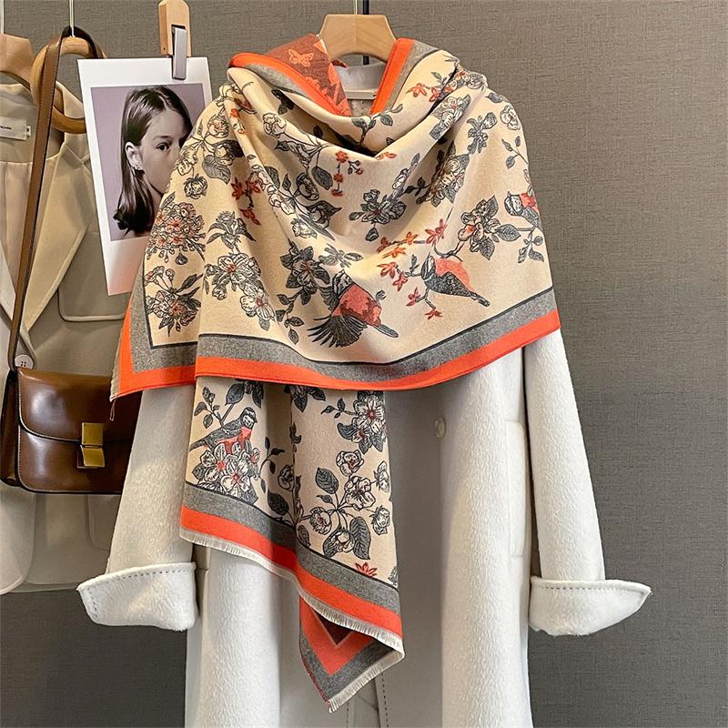 Winter Warm Cashmere Scarf for Women Luxury Pashmina Shawl Wrap Neckerchief Female Bufanda Echarpe Design Poncho Stoles