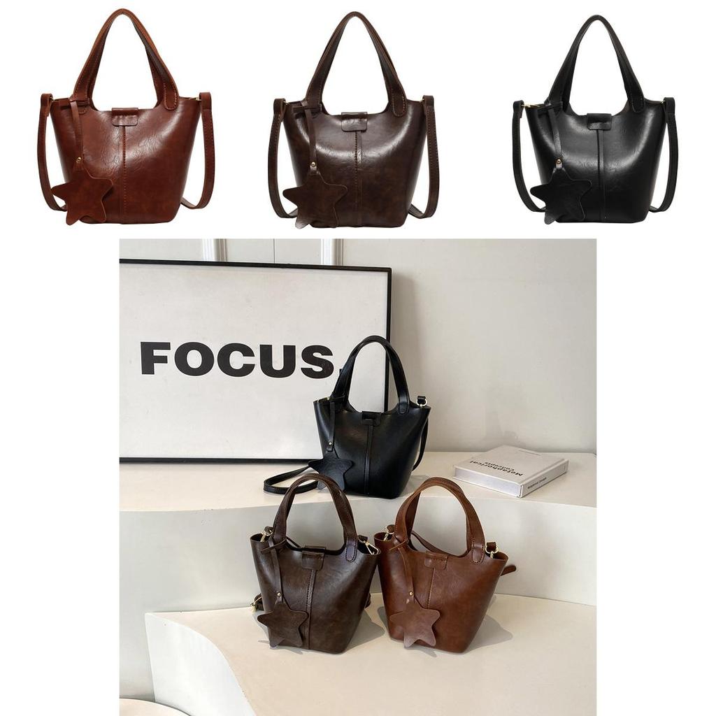 Chic High-end Bucket Handbag For Women In Black And Brown Perfect For Daily Use