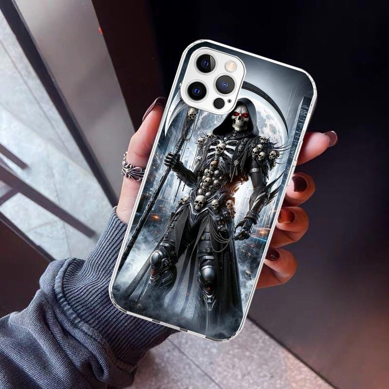 

Death Grim Reaper Skull Scythe Phone Case For iPhone 17 Air 11 13 Mini 14 15 Plus 16 12 Pro Max 16E SE 7 8 Pattern Soft TPU Back iPhone 13 Pro Max