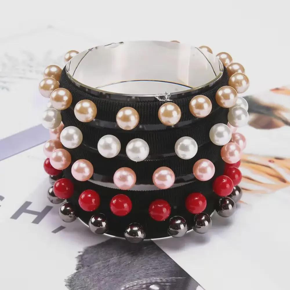 "16 High-Gloss Pearl Seamless Hairband, High Elastic Large-size, Women's Fashion Accessory"