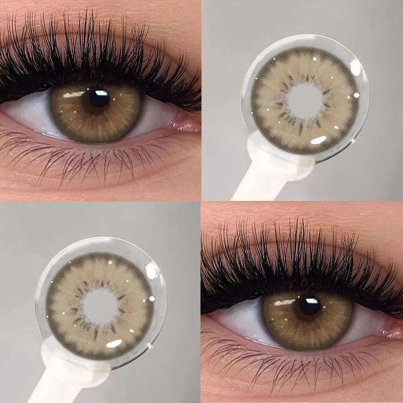 Mill Creek 2pcs Natural Color Contact Lenses For Eyes Green Blue Gray Iris Style Colored Cosmetics Softlens Yearly