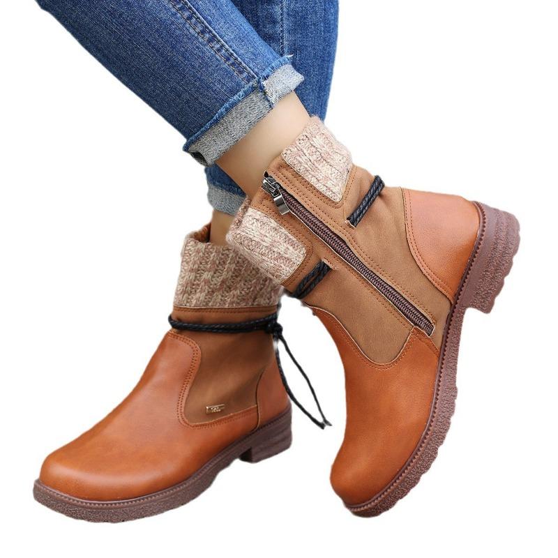 Large size short Martin boots women's autumn and winter new thick heel side zipper Martin boots wish Yama