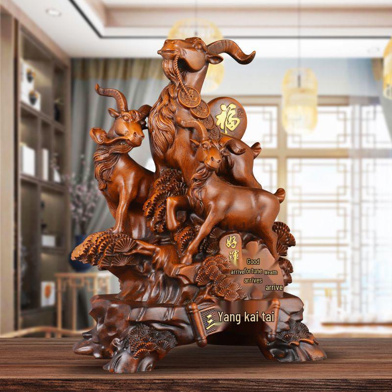 Prosperity Sheep Ornament for Living Room, Wine Cabinet, or Hallway – Housewarming Gift