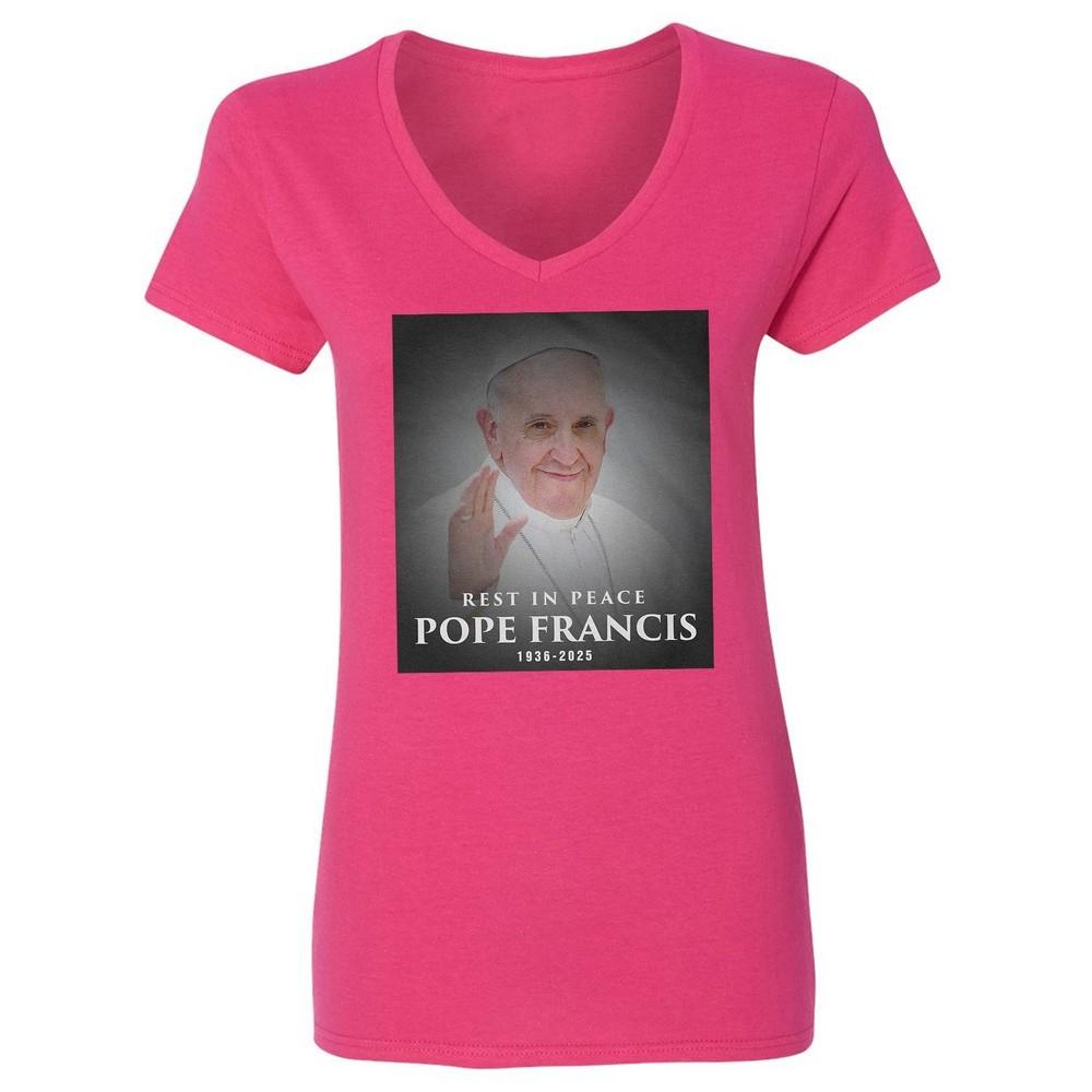 Rest in Peace Pope Francis - 1936-2025 Remembrance Ladies  V-Neck Tshirt Unisex T-Shirt M