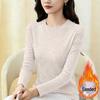 2026 Women's Fleece-Lined Slim Fit T-Shirt: Simple Round Neck Base Layer for Spring, Autumn, Winter