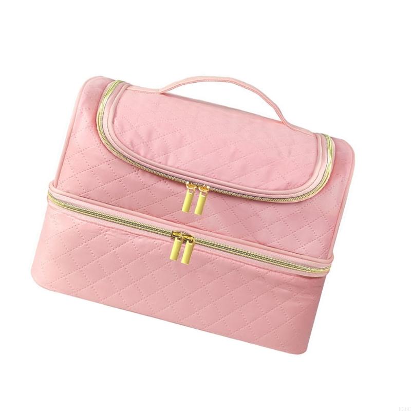 Detachable Polishes Storage Bag With Double Layer Compartments Large Capacity For 20 30 Bottles And Tools Black Gold HX6C