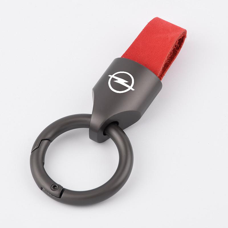 För Opel Astra H G J Insignia Mokka Zafira Corsa OPC Vectra Metall/Läder Bil Logotyp Nyckelring Nyckelring Bilinteriör Tillbehör