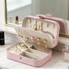 Tragbare Schmuckschatulle mit mehreren Fächern und Samtfutter - Reisefreundlicher rosa Schmuckorganizer für Accessoires