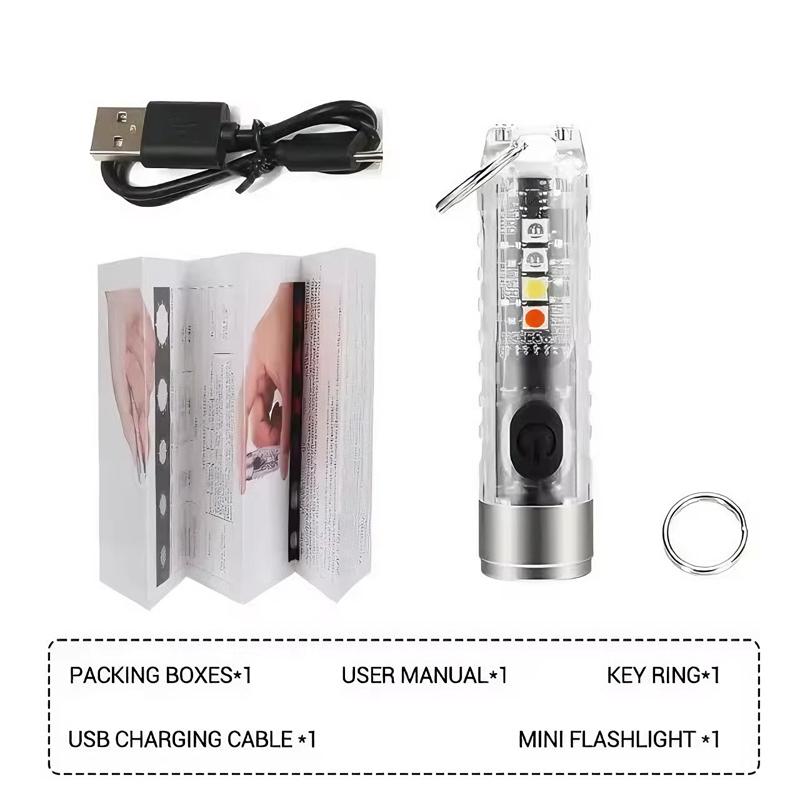 Mini Keychain Flashlight Type-C Fast Charging IP65 Waterproof Torch Lamp With Magnet Multifunction Warning Camping Flashlight