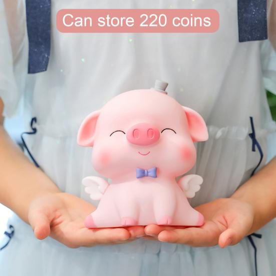Cartoon Pig Vinyl Piggy Bank, Shatterproof Coin Cash Storage Container, Children Money Saving Box Decoration, Girls for Boys Girls