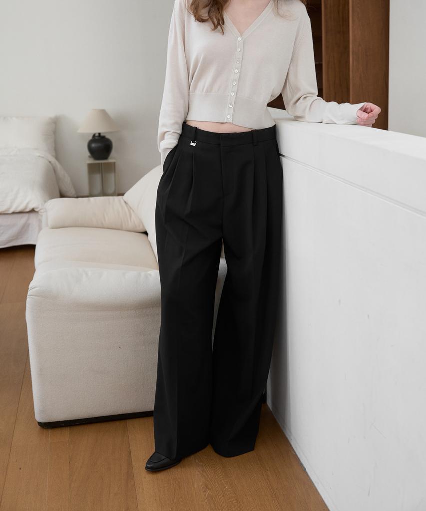 From Wear Signature Wide Pintuck Trousers Black