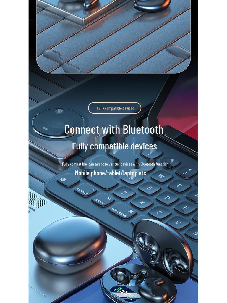 M52 Low-Latency Mini In-Ear Wireless Bluetooth Sleep Earphones with Digital Display