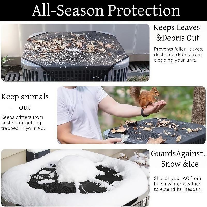 Universal Outdoor Air Conditioner Cover with Windproof Design and Ventilation Mesh Dustproof Anti Cold Wind for Most AC Units