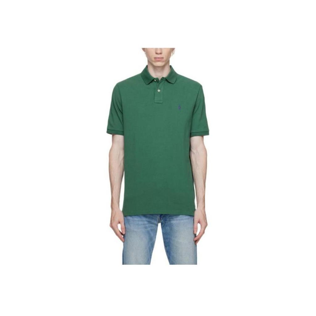 Polo Ralph Lauren Logo Fitted Polo Shirt Men Tops Green 710534735-374