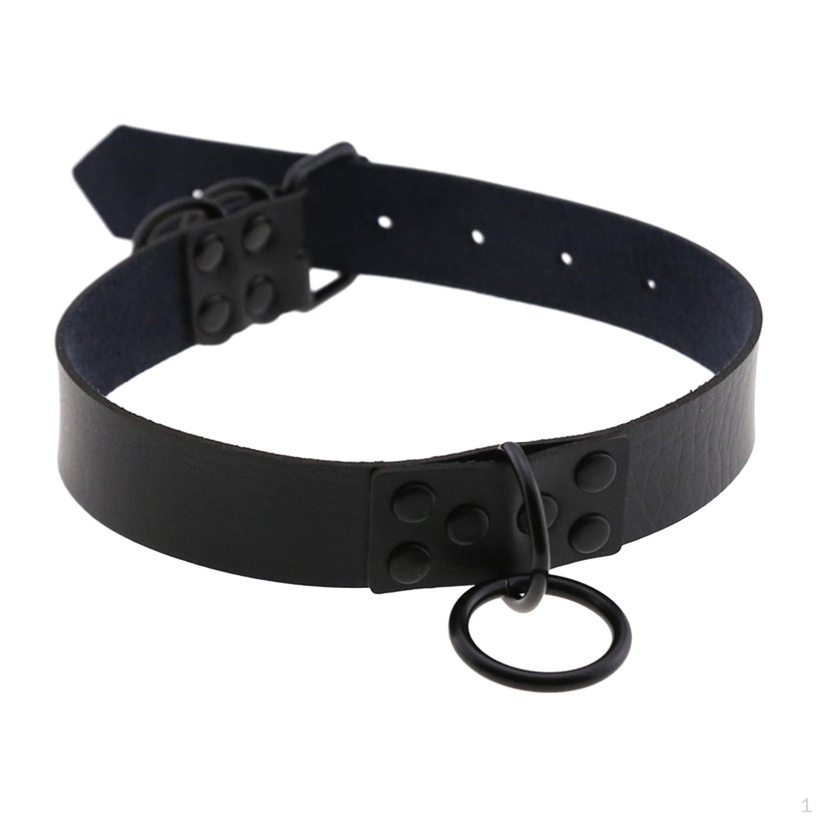 

Classic PU Leather Choker Adjustable Buckle Necklace Collars for Women Men чорний