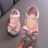 New Children Leather Shoes Rhinestone Bow Princess Girls Party Dance Shoes Baby Student Flats Kids Performance Shoes