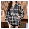 Navava Loose Fit Check Pocket Long Sleeve Hoodie Nt1989
