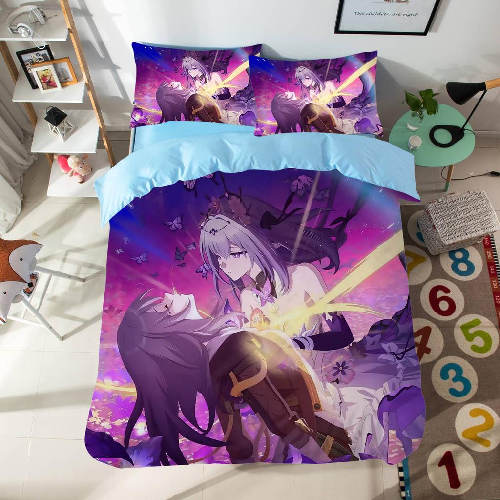 Anime Cartoon Pattern Duvet Cover Set 3pcs Honkai: Star Rail Bedding Set Single/twin Size Dormitory Decor Bedroom Decor for Teen