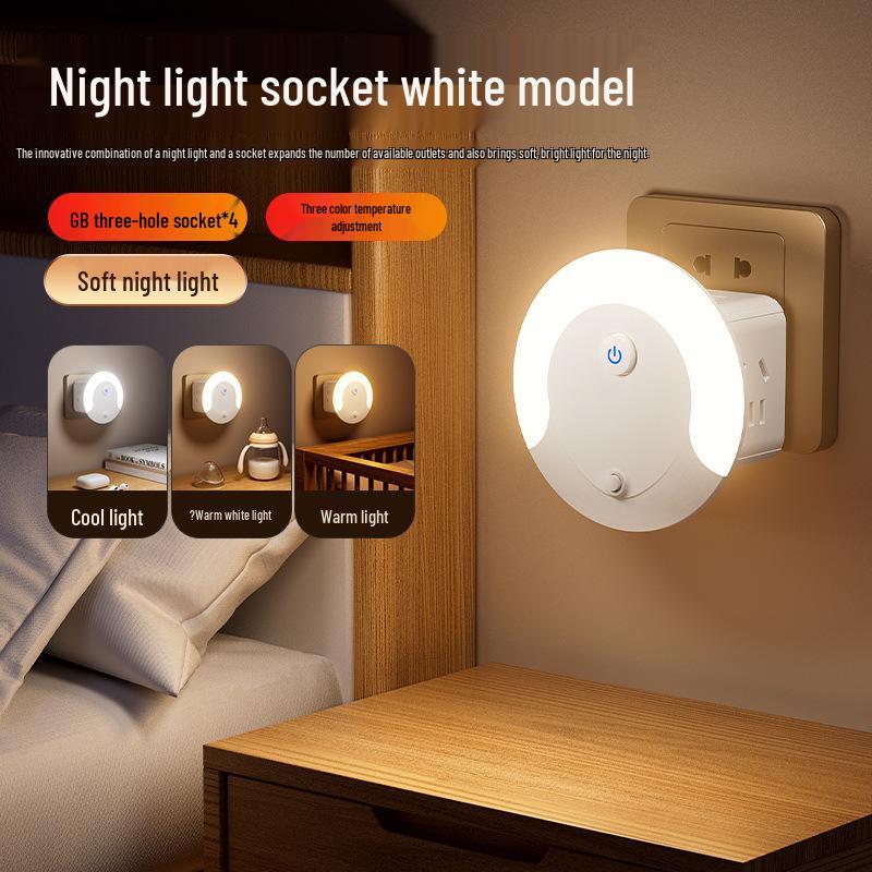 Multifunktionaler USB Smart Voice Cube: Kabelloses Nachtlicht & Steckdosenleiste für Zuhause oder Büro