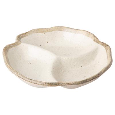 Mino Ware Shiro Karatsu 3-Divider Dish Hors D'oeuvre Dish Approx. 18 X 3cm Subdivision Dish Separator Plate Yakiniku Dish Microwave Safe Dishwasher