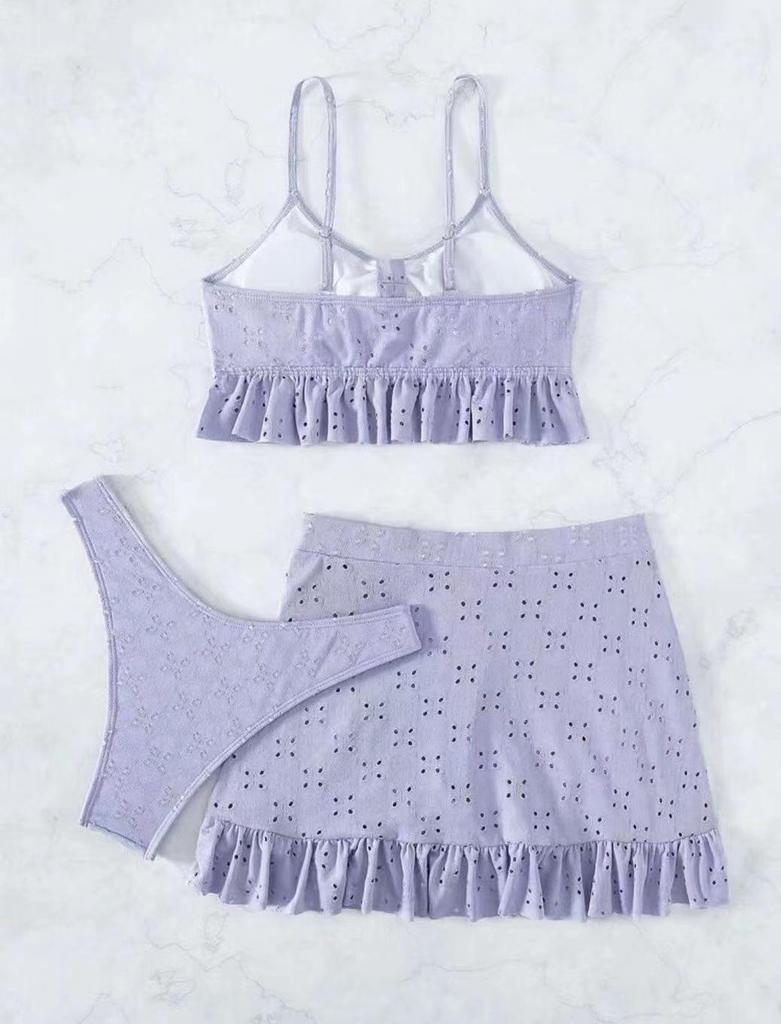 2024 Women's Three-Piece Beach Bikini & Dress - Conservative European & American Style