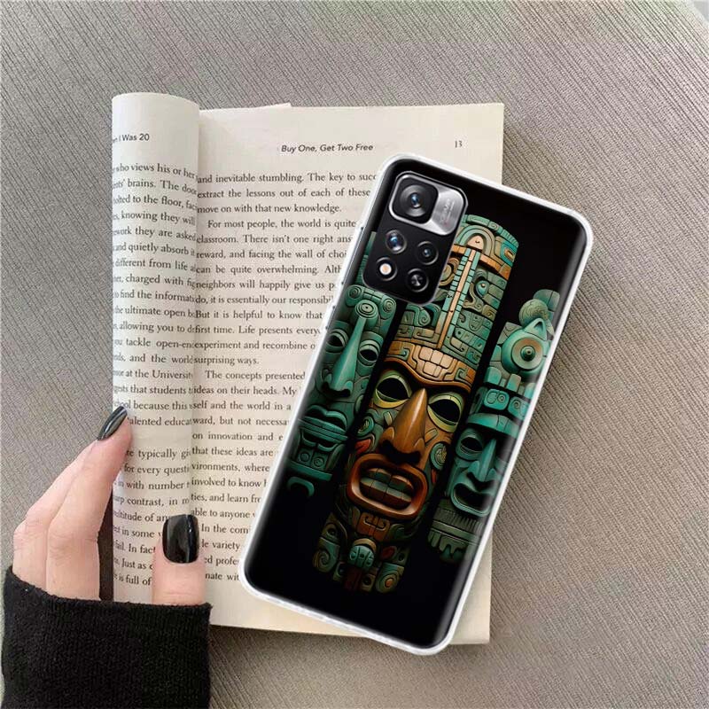 Husă Telefon Piatră Aztecă Maya Pentru Redmi Note 13 12 Pro Plus 14 15 Pro 5G 11 11T 11E 11S 10 Pro 10S 9 9S Cover Cell TPU Transparent Capa