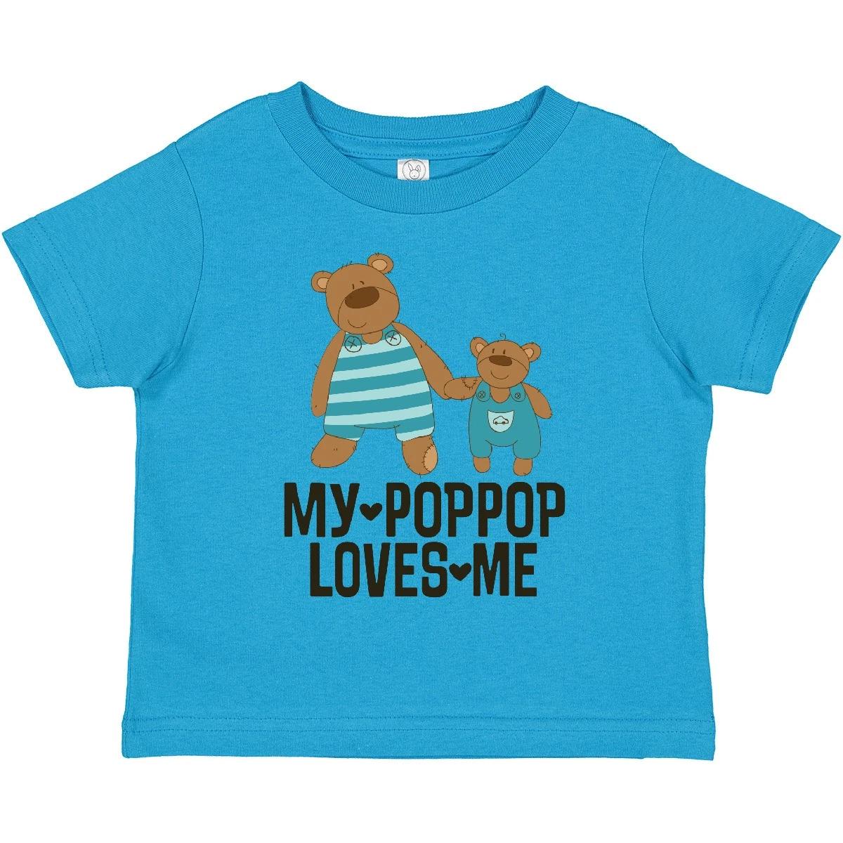 Inktastic My PopPop Loves Me Grandson Bear Toddler T-Shirt Pop Grandkids Outfit 110