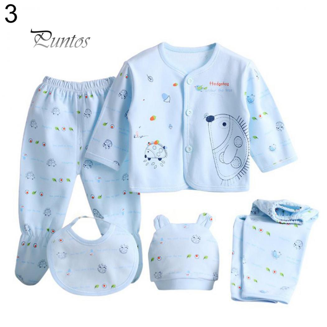 

Комплект для новорожденных из 5 частей: штанишки, рубашка слюнявчик, шапочка и ползунки. Различные цвета 0-3M синий