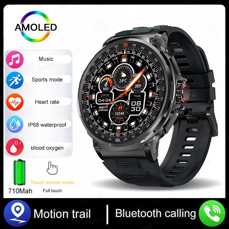 2025 New 1.85-inch Ultra HD AMOLED Smart Watch Men GPS Bluetooth Call 710 Mah Battery 400+Dial Fitness Sport Fitness Smartwatch