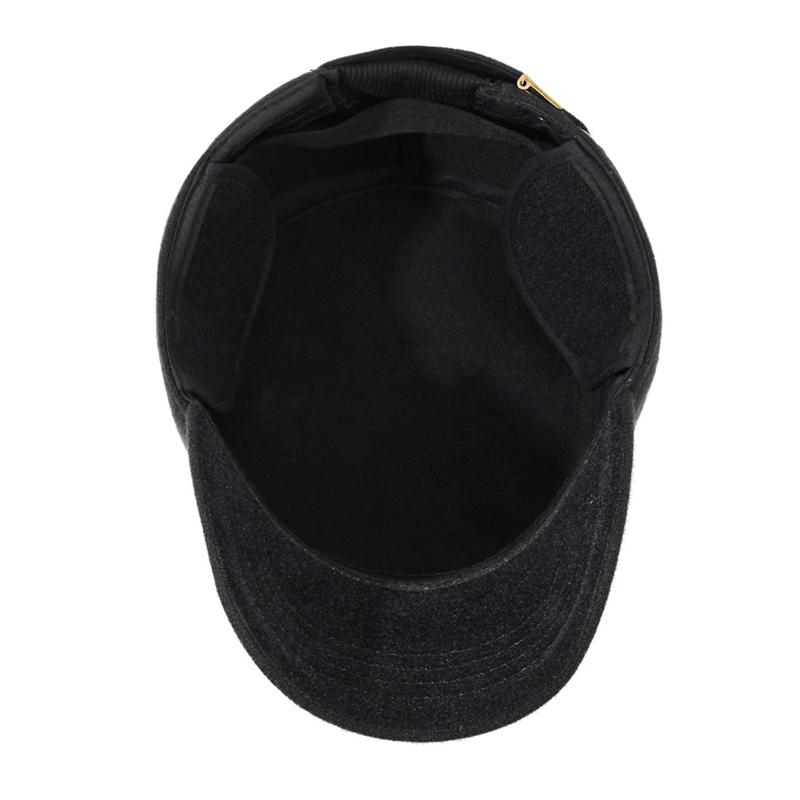 Winter Men's Hat Velvet Thick Ear Protection Wool Flat Cap Middle-Aged Outdoor Warm Cotton Hat
