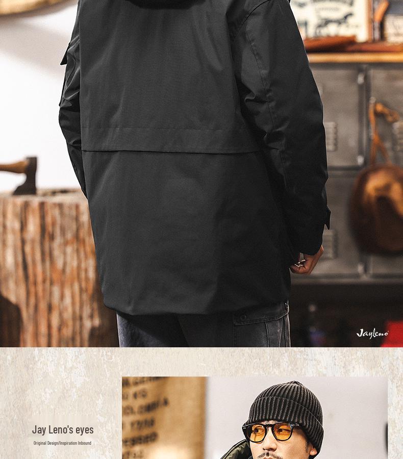American Workwear Men's Mid-Length Hooded Winter Parka Jacket