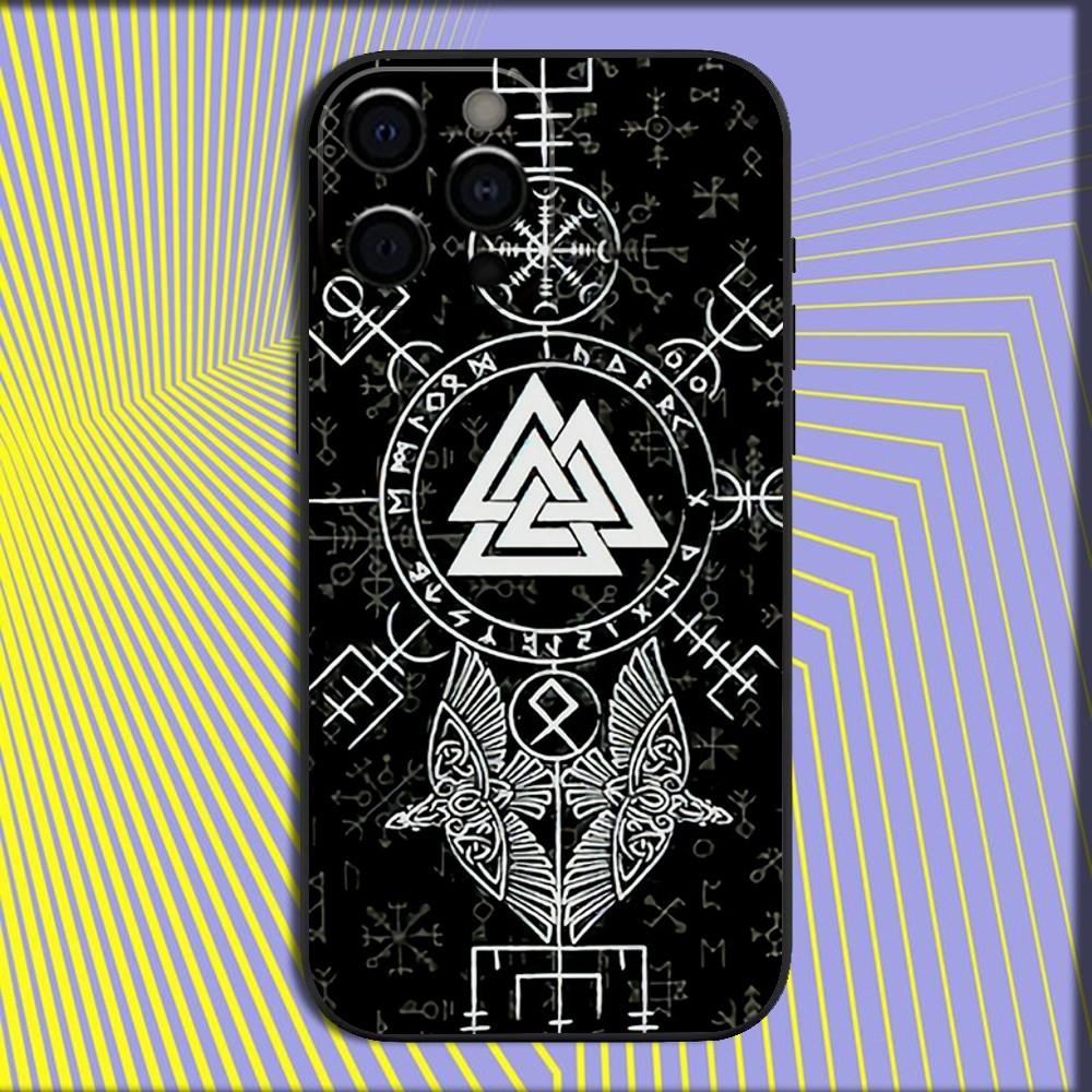

V-Viking V-Vegvisir Логотип Чохол для телефону Для iPhone 16,15,14,13,12,11,Pro,X,XS,Max,XR,Plus,Mini М який Чорний Чохол iPhoneX
