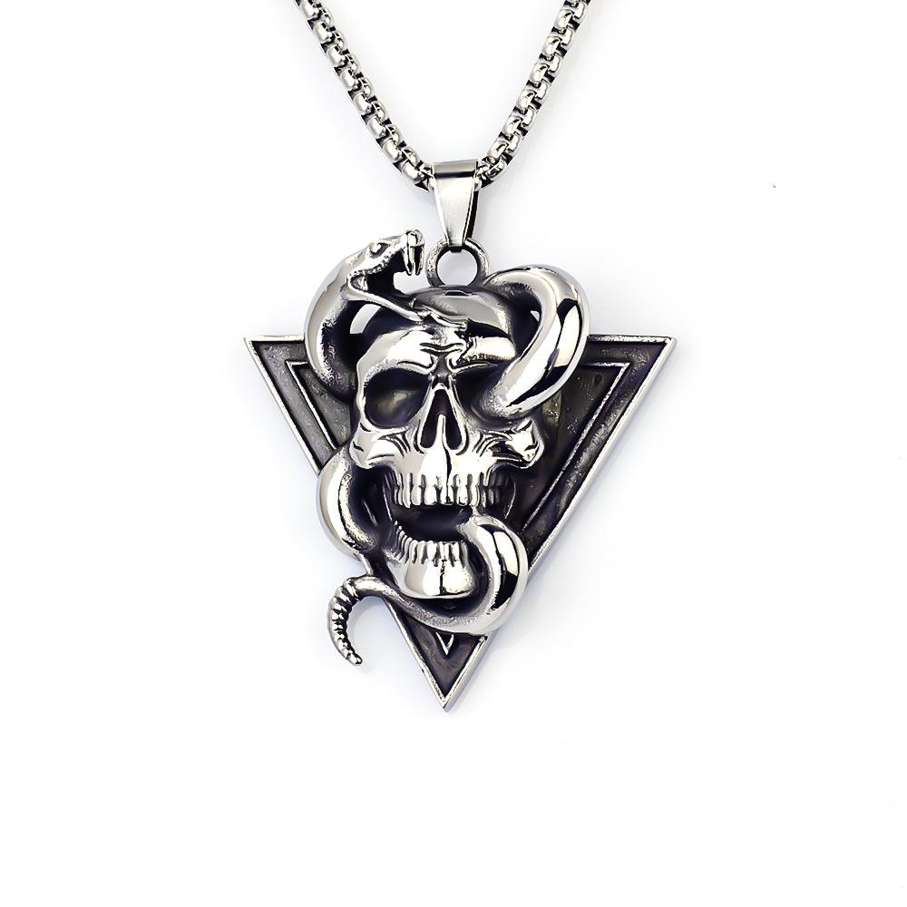 Viking Dragon Pattern Stainless Steel Necklace Bold Retro Fashion Jewelry