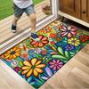 1pc Vintage Colorful Floral Pattern Soft Thick Flannel Sponge Mat - 0.47inch, Non-Slip, Machine Washable, Fade-Resistant Floor A