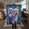 Blue green puppy goat Print Flannel Blanket,High quality Comfortable for All Seasons,Home Decor,Warmth and Comfort,Perfect for Christmas Gifts