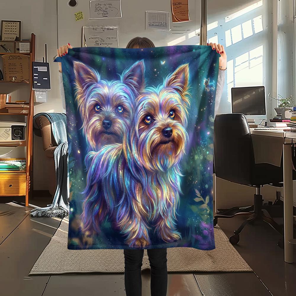Blue green puppy goat Print Flannel Blanket,High quality Comfortable for All Seasons,Home Decor,Warmth and Comfort,Perfect for Christmas Gifts