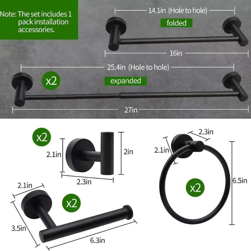 Stainless Steel Towel Rings Robe Hook Toilet Paper Holder Adhesive Towel Rack for Modern Bathrooms Easy to Install