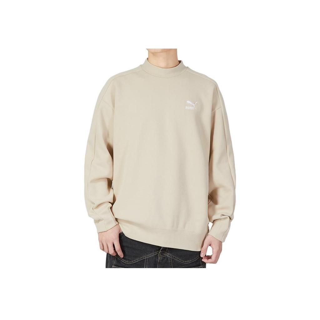 Puma T7 Mock Neck Crew Sweatshirt Men Tops Khaki 620605-88
