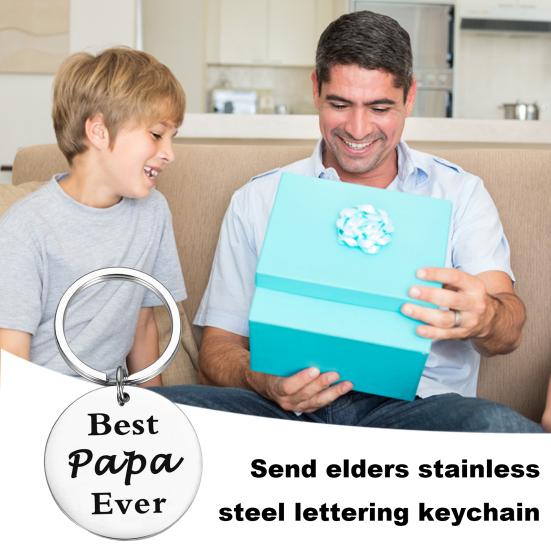 Stainless Steel Keychain Dad from Son Best Dad Ever Keychain Gift Double Sided Letter Print Keyring Valentine Day Heartwarming Gift