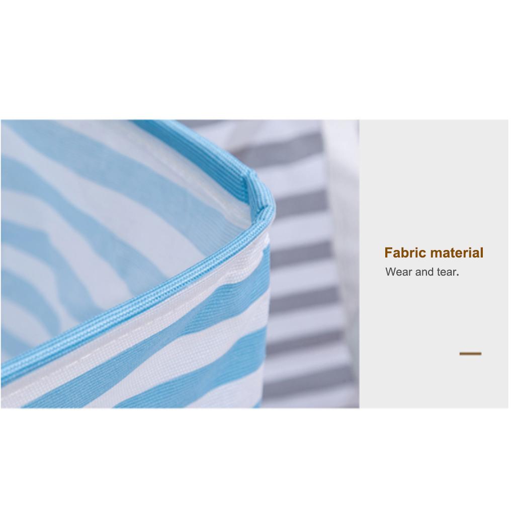 Laundry Basket Stripe Reusable Canvas Large Capacity Clothes Storage Bag Portable Washing Bin Baskets Container with Handle